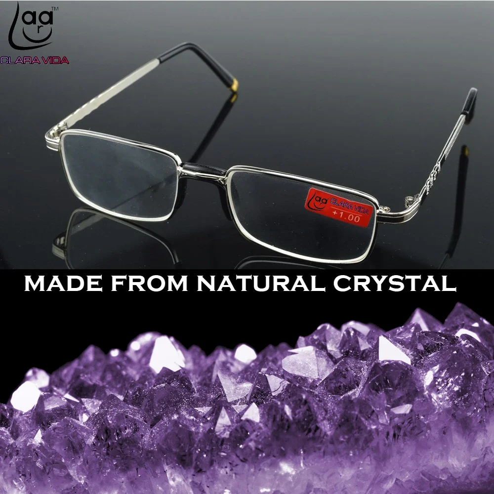 

= Clara Vida =two Pieces Full-rim Natural Crystal Lenses Alloy Comfortable Nose Pad Reading Glasses +1 +1.5 +2 +2.5 +3 +3.5 +4