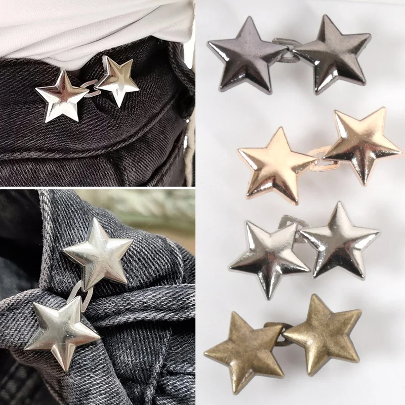 1 Pair Fashion Lazy Person Adjustable Seamless Invisible Waist Buckle Jeans Waist Tightening Tool Cute Clothing Accessories