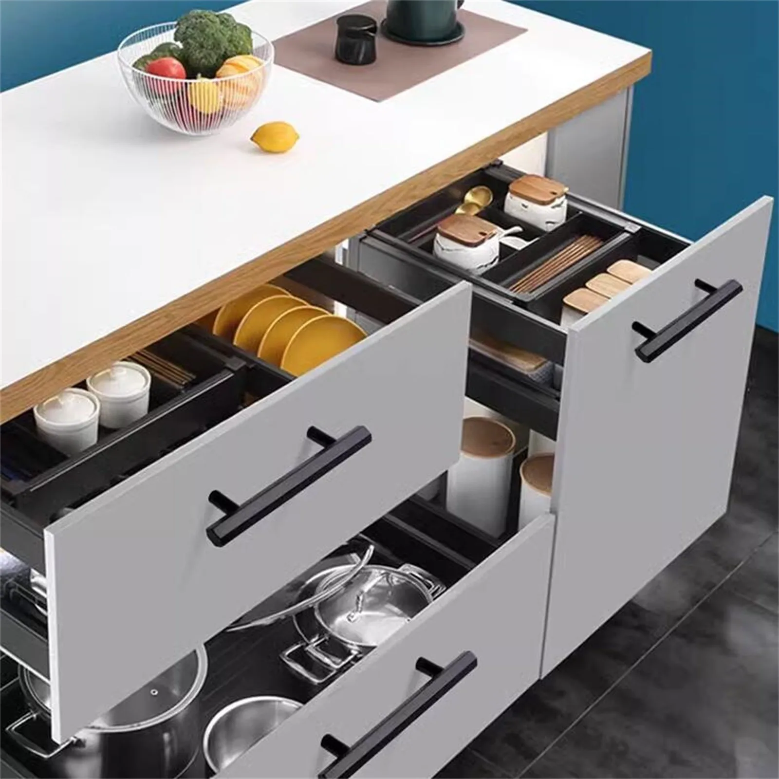 Description Picture 6 of item10Pcs Square Tube Stainless Steel Handle Extended Wardrobe Cabinet Door Modern Simple Plain Drawer Handle Bumper Door Holder