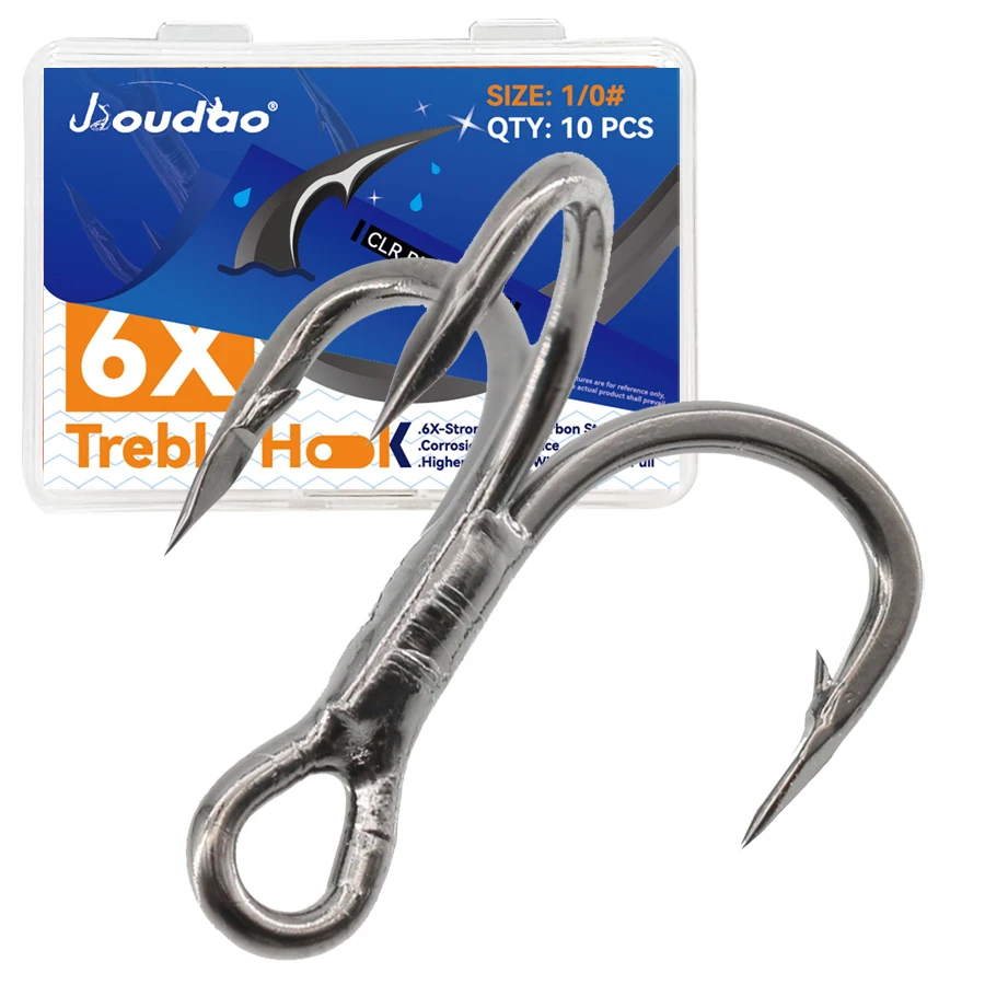 Hameçons triples pêche gros poissons 10 pièces tailles 8# à 3/0 pour leurres durs carnassiers