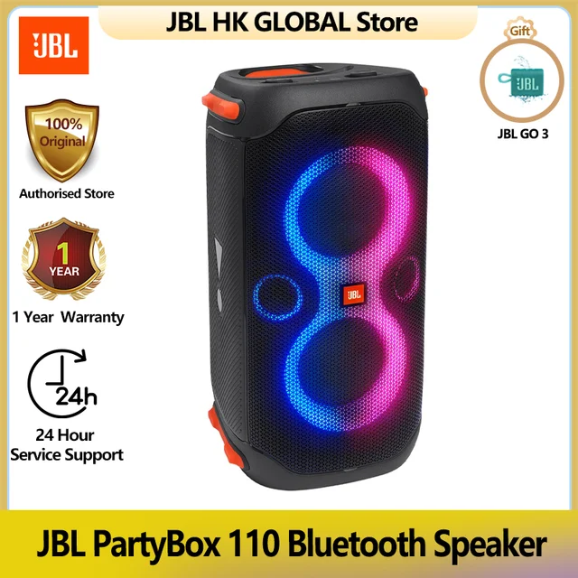 JBL Partybox 110  Portable party speaker with 160W powerful sound,  built-in lights and splashproof design.