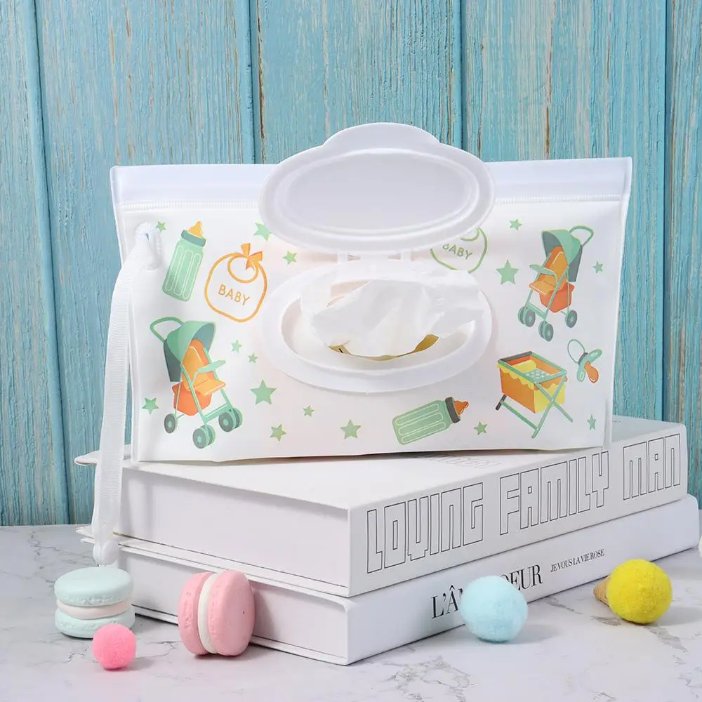 Useful Flip Cover Wet Wipes Bag Stroller Accessories Portable Snap-Strap Tissue Box Napkin Storage Boxes Cosmetic Pouch