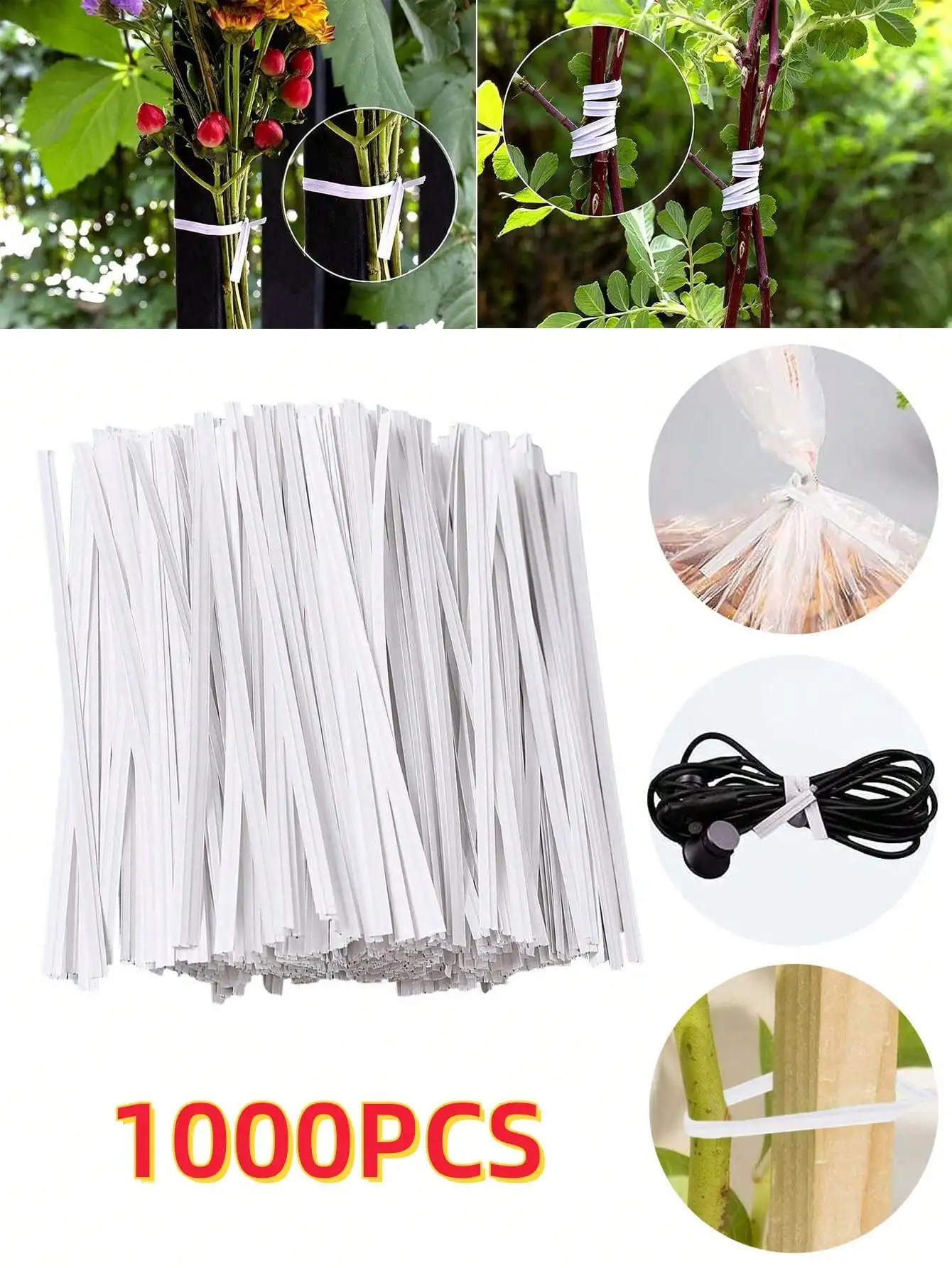 1000Pcs White Paper Twist Ties Bread Ties Bag Garden Twist for Bags Bread Wire Tie for Party Cello Candy Br