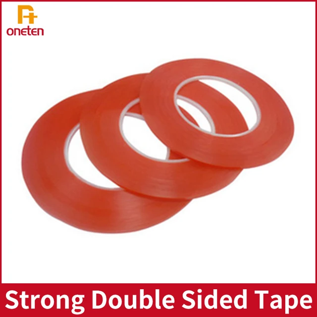 0.2MM 1/2/3/5/8/10mm 25M Strong Acrylic Adhesive PET Red Film Clear Double  Side Tape No Trace For Phone Tablet LCD Screen Glass