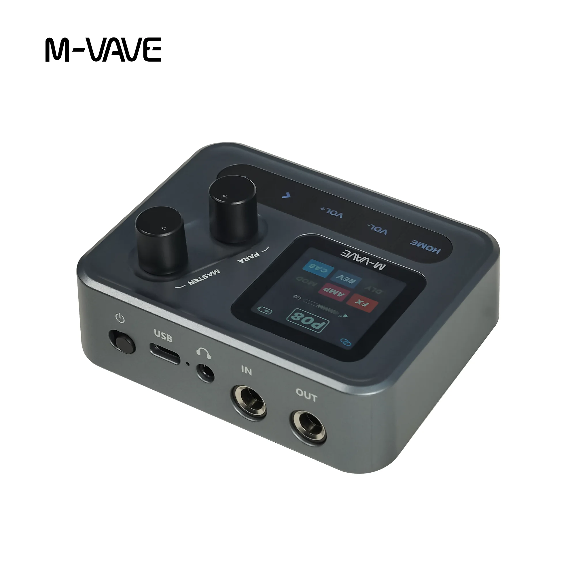 M-VAVE Mini Pocket Guitar Bass Amp 1.54" LCD Color Screen 1450mAh APP Control Multi-Function Desktop Effects Processor