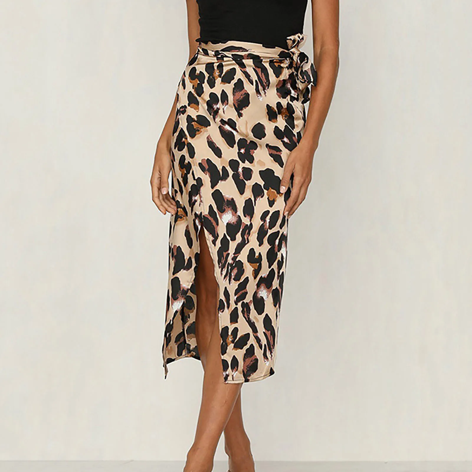 

Y2K Skirt Women Clothing 2023 One Piece Leopard Summer Autumn Korean Fashion Mid-length Pleated Midi Vintage High Waist Skirts