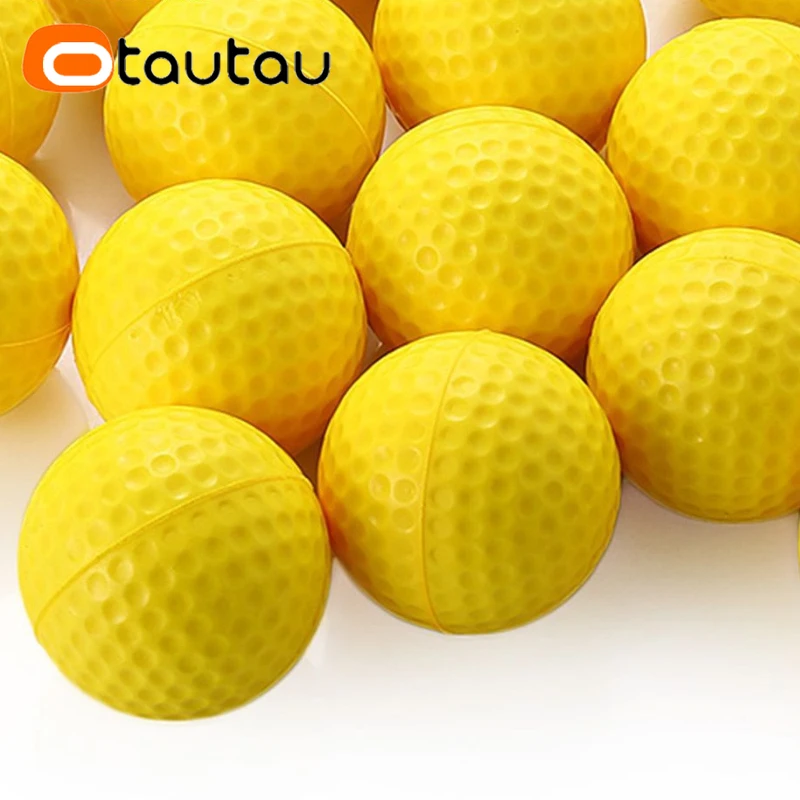OTAUTAU 10Pcs Yellow PU Foam Golf Balls Diameter 42.6mm Sponge Elastic Indoor Outdoor Practice Training 3