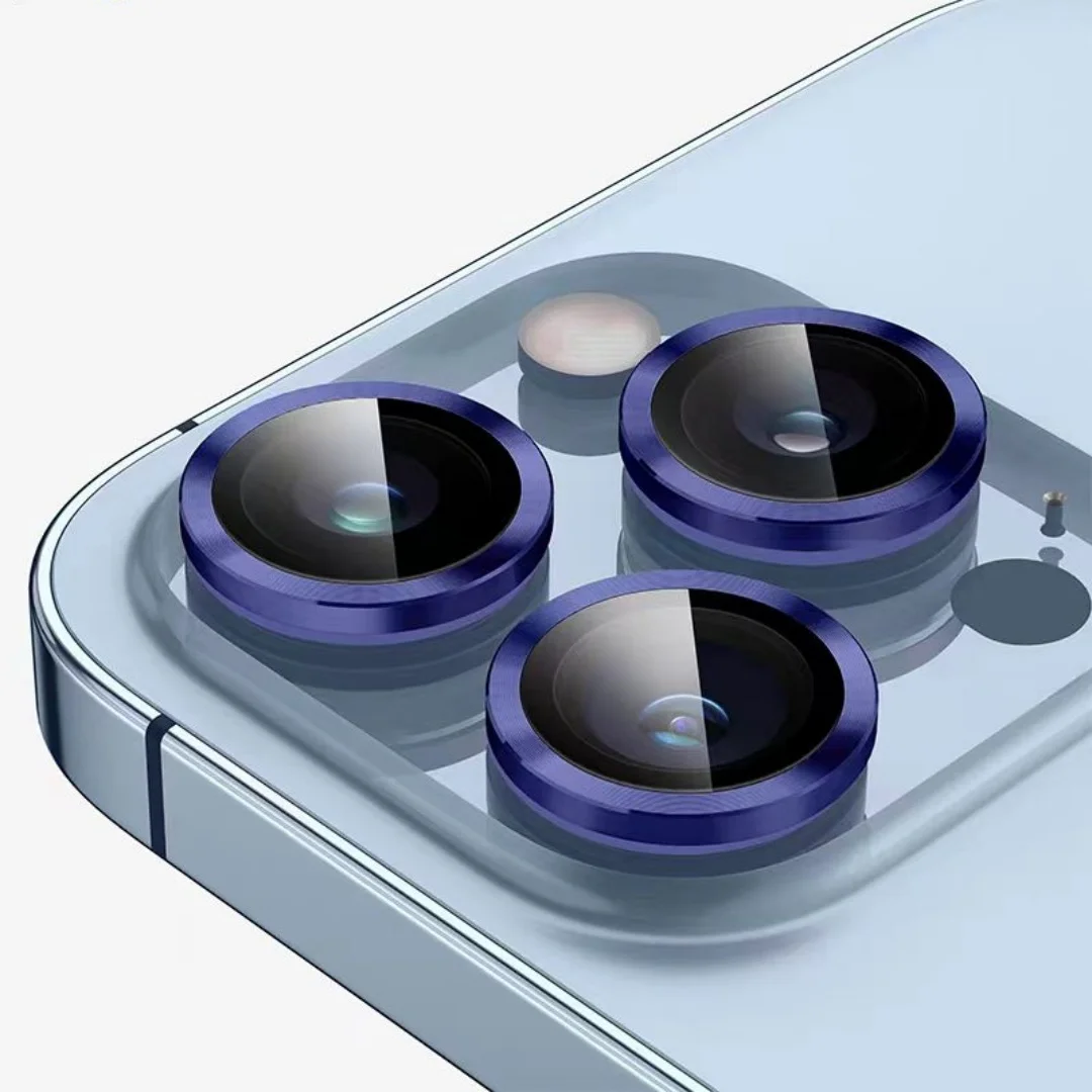 Premium Metal Camera Lens Protector with 9H Tempered Glass Cover