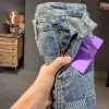Spring & Fall Fashion Denim Pants Male Straight Leg Loosen Fit Plaid Pattern Cotton Jeans Men 5