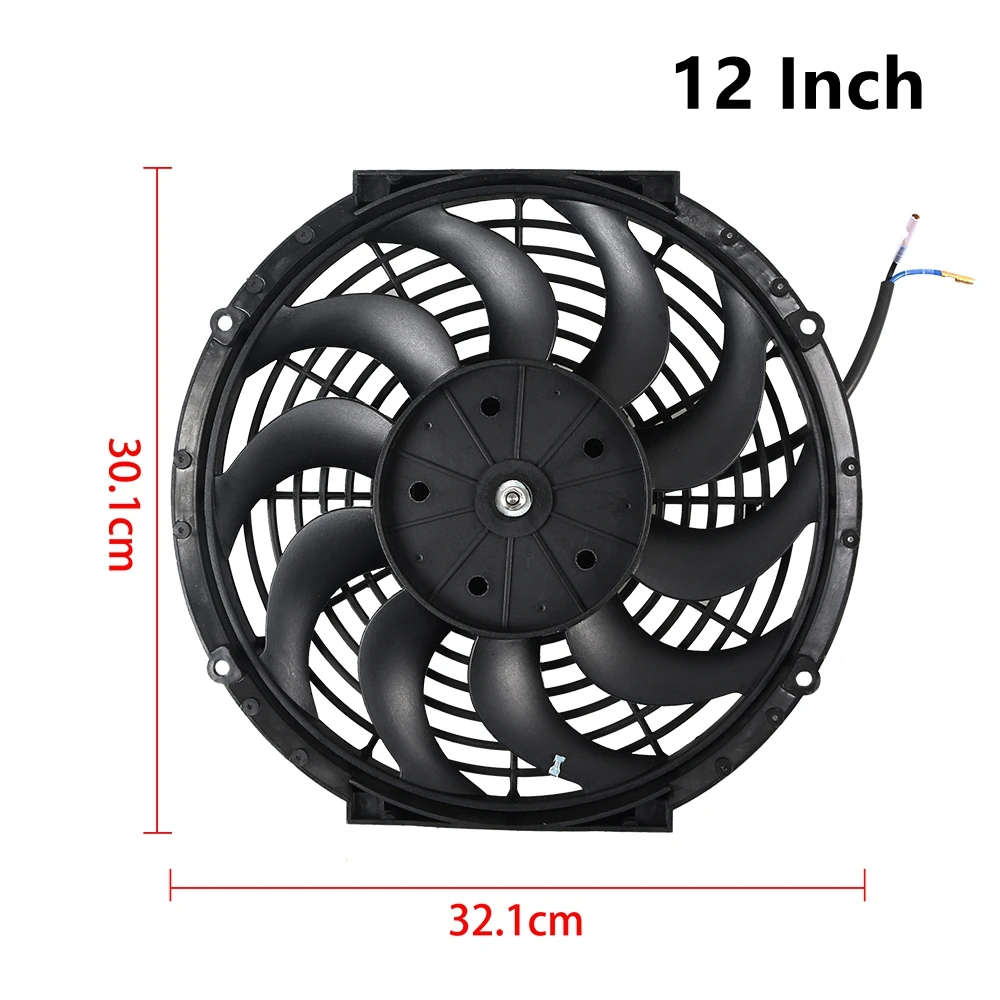 Car Fan Universal 7/9/10/12/14 Inch 12V 80W 2100RPM Car Air Conditioning Cooling Fan Blade Cool Mounting Kit