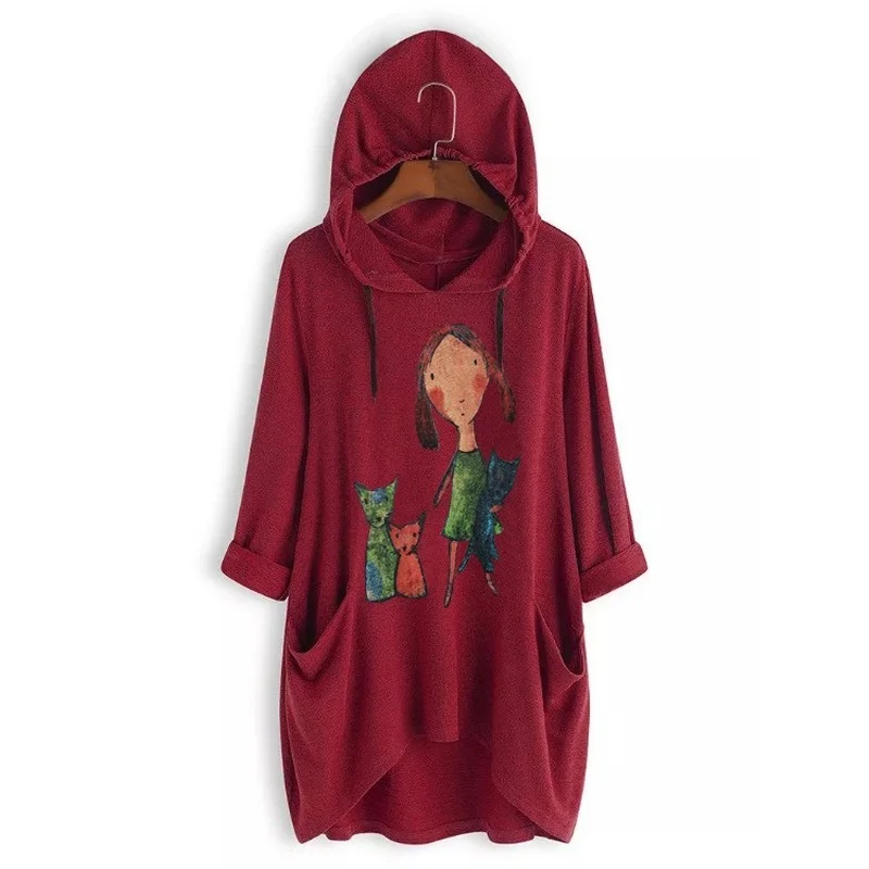 Women Loose Long Sleeve Pullover Hoodie Spring Autumn Women's Sweater Loose Hooded Top