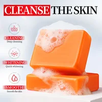 Savon nettoyant éclaircissant à l'acide kojique, savon pour le visage et le corps contenant de la niacinamide et de l'acide hyaluronique, avec un filet moussant. 2