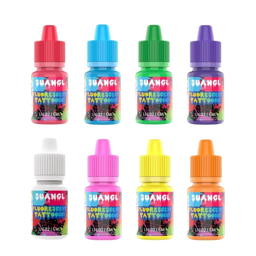 8pcs Luminous Temporary Tattoo Ink-Long Lasting, UV Reactive Pigments For Vibrant Body Art