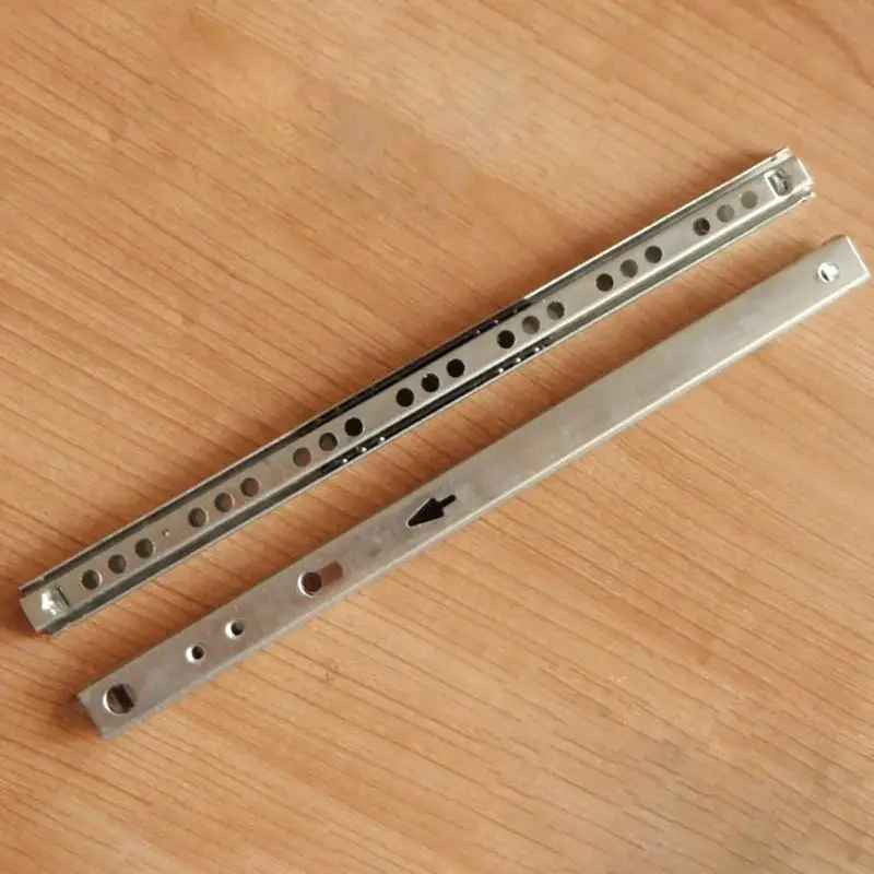 Drawer Slides 1Pair Drawer Steel Ball Rail Slide Drawer Ball Guide Two Sections 17mm Wide Steel Fold Furniture Hardware Fittings
