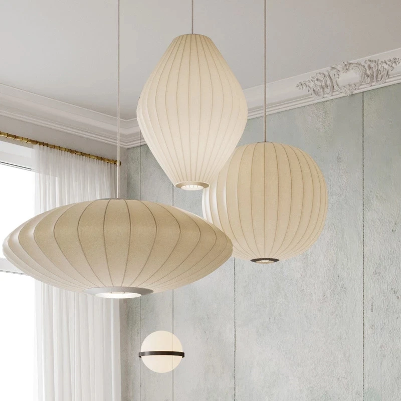 

Современные подвесные светильники из шелковой ткани в скандинавском стиле для столовой, магазина одежды, ресторана, бара, Подвесная лампа, Подвесная лампа