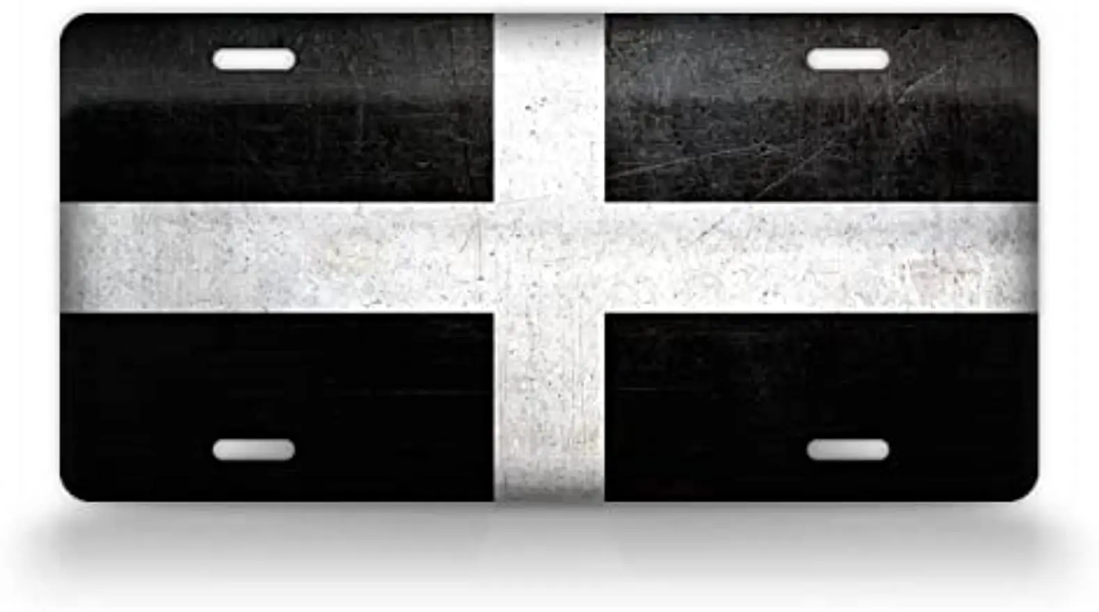 

St Piran Flag Weathered Metal License Plate Flag of Cornwall Auto Tag-Wall Decoration Metal Wall Sign