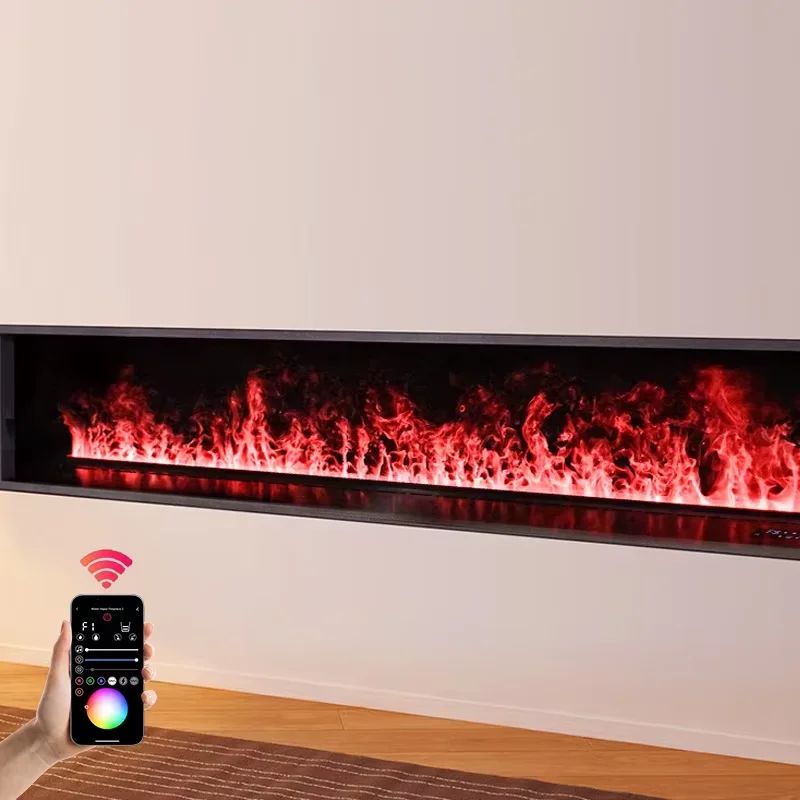 3D Atomized Fireplace-Embedded Simulated Flame Decor with Humidifier for Hotel Home Villa Modern Interior Decoration