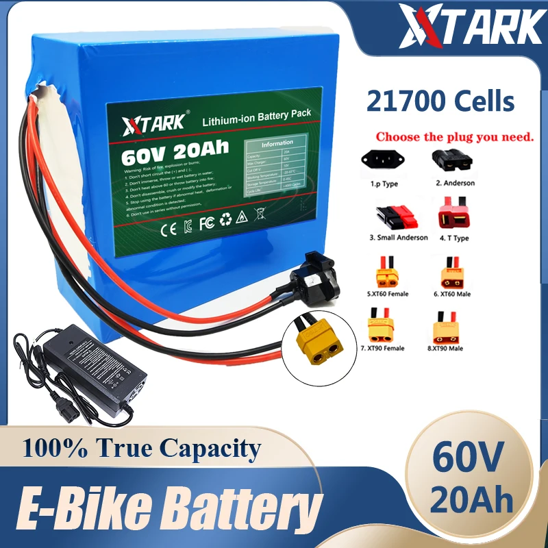 

60V 20ah 21700 16s4p XT60-Plug Electric scooter bateria 60v Electric Bicycle Lithium Battery pack 1000W 2000W ebike batteries