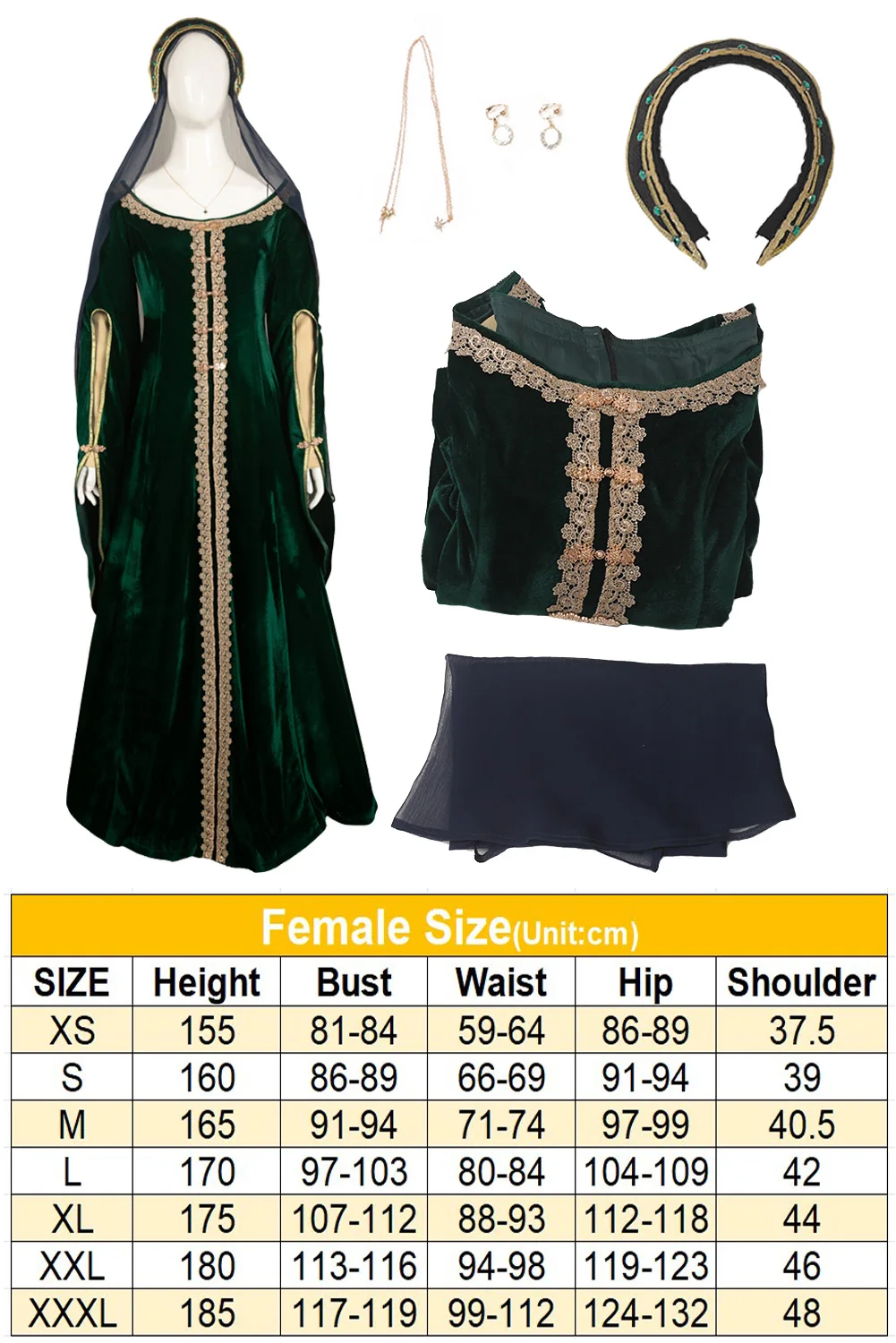 thumbnail image 1 of Disfraz de dragón de Alicent Role Hightower Cosplay de TV House, todos los estilos, disfraz femenino, vestido, pendientes, tocado, trajes de Halloween, 1 of 5