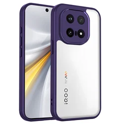 Enhanced Cushion Silicon Bumper Clear Matte Back Phone Case Cover for Vivo iQOO 15 (TMMS Purple)