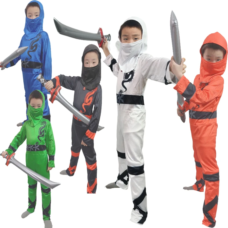 

Children Ninja Cloth Power Ninja Cosplay Boys Kids Halloween Warrior Ninja Costume Carnival Christmas Party Clothes Knife Set