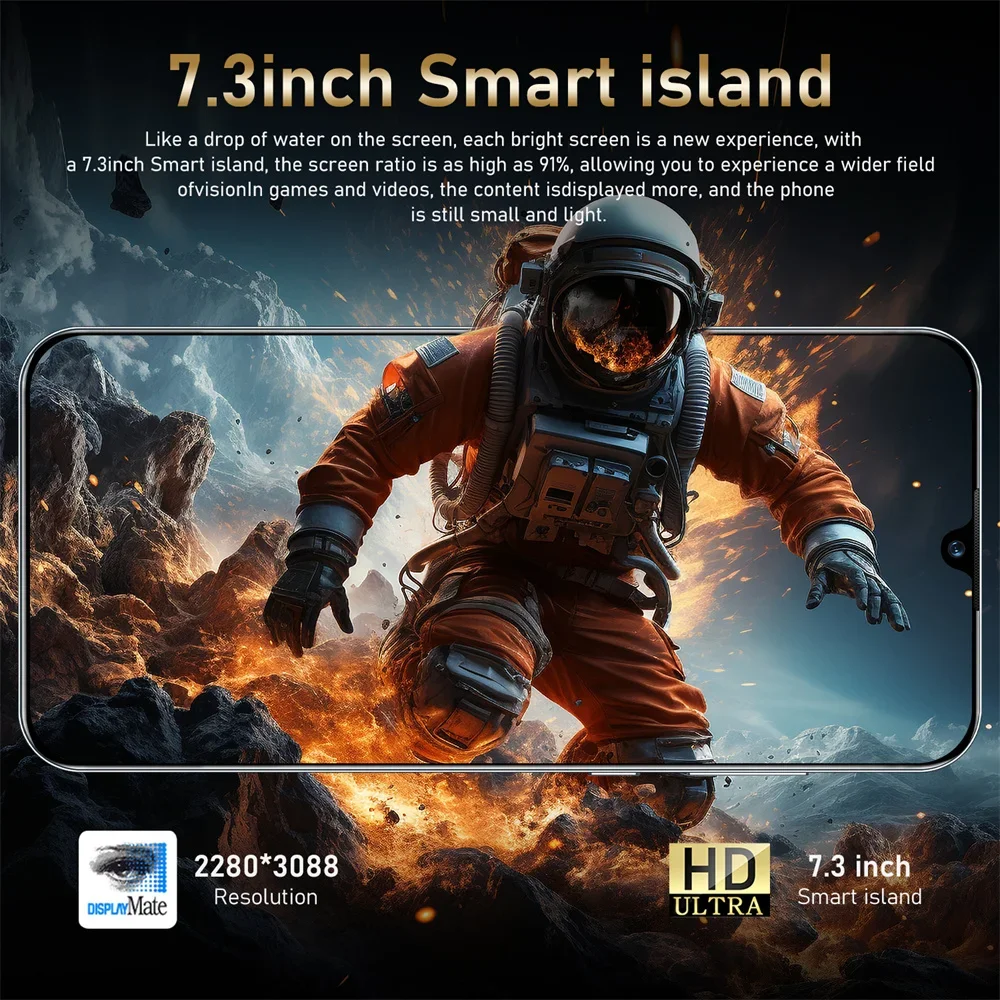 Pova 5 Pro 스마트폰, 7.3 인치 휴대폰, 16G + 1TB 듀얼 SIM 카드 휴대폰, 얼굴 잠금 해제 휴대폰, 안드로이드 13 2024