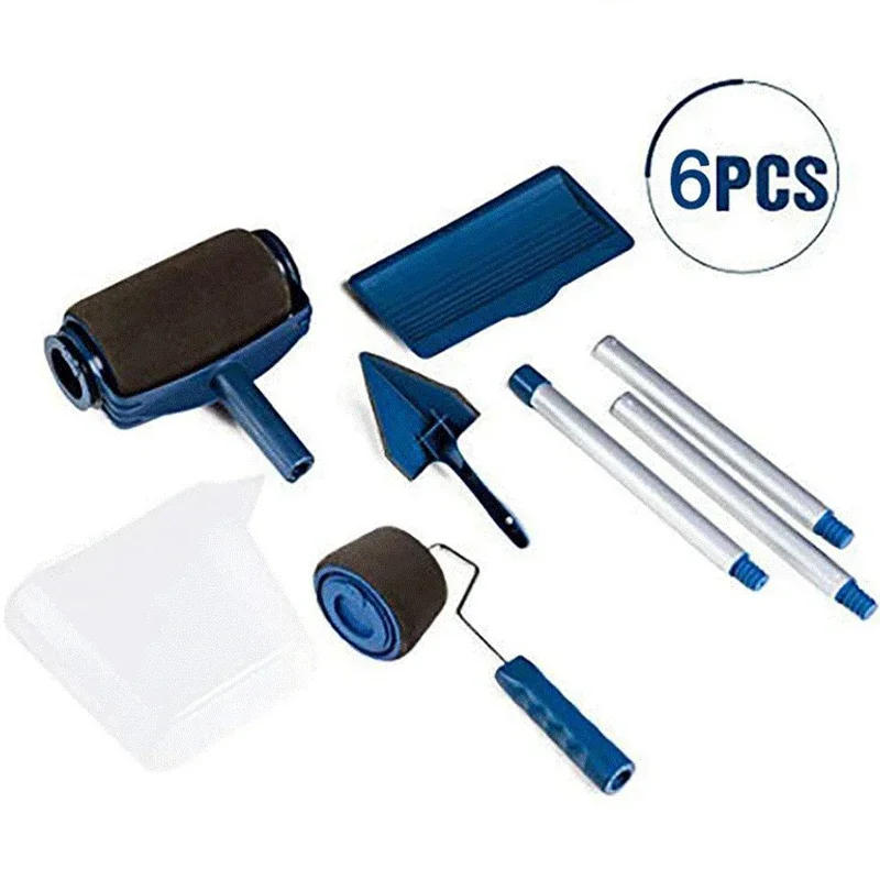 6-Piece Multifunctional Paint Roller Angle Brush Handle Tool Wall Paint Roll DIY Home Easy to Operate Paint Brush