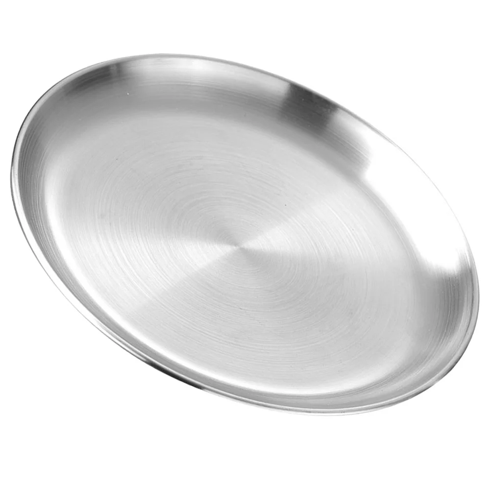 

Food Dessert Holder Pasta Plate Barbecue Pizza Pan Round Tray Dinner Stainless Steel