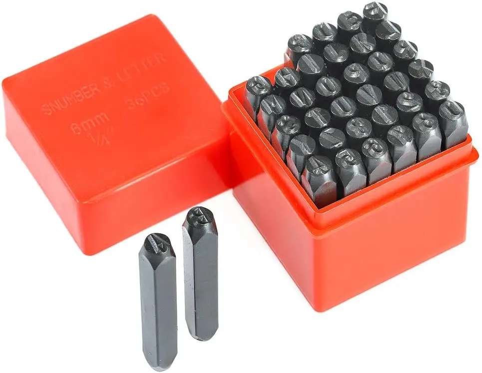 Steel Lettering Set Number and English Printing Yool Metal Stamp for Plastic, Wood, Leather, Mold, 36 Pcs