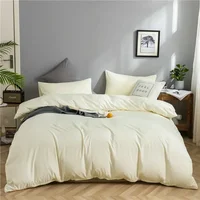 100% Cotton Bedding Set,Twin Size Duvet Cover 200x200,Skin Friendly Breathable,2 Pillowcase,No Bed Sheet,Solid Color 4