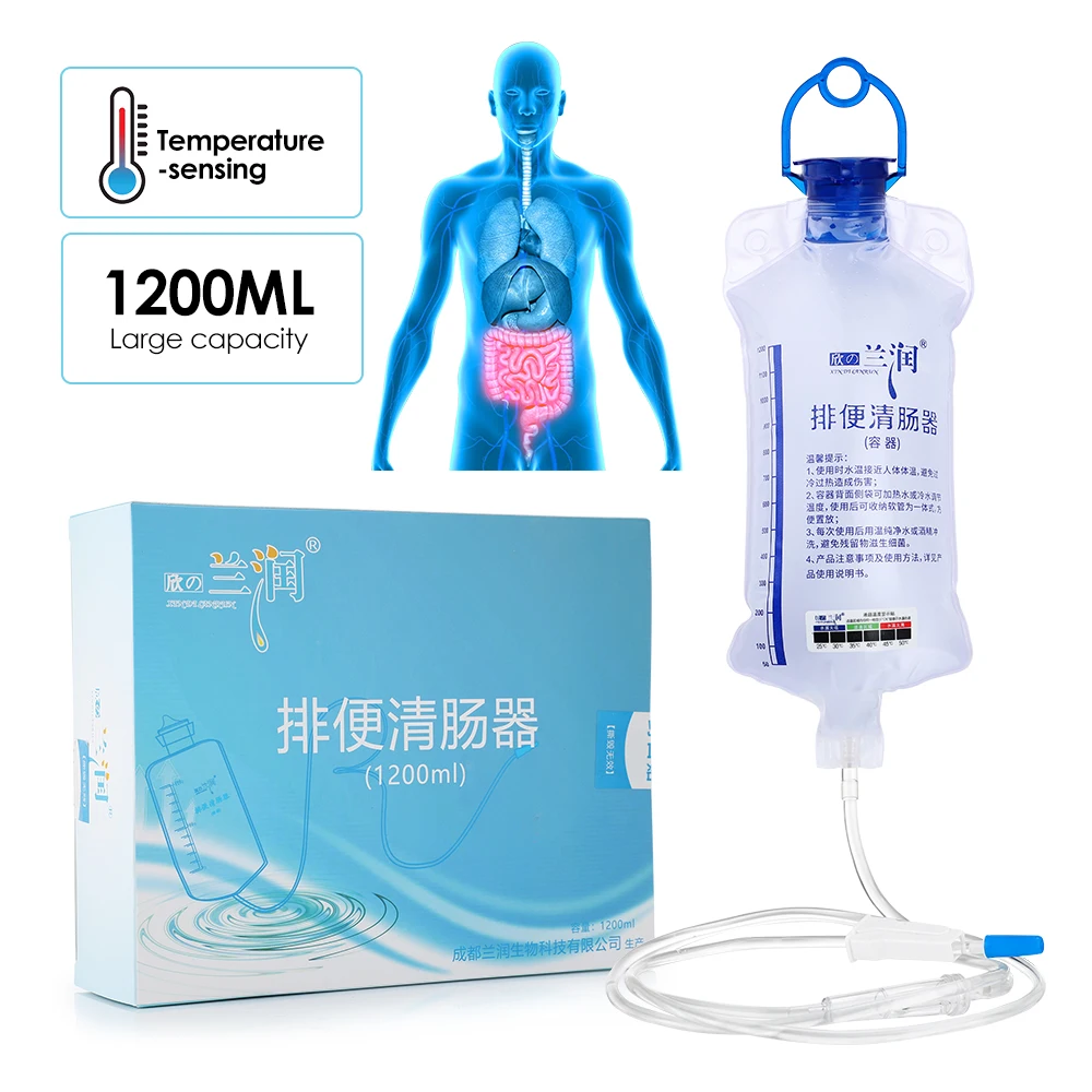 Rectal Enema for Cleaning 1.2L Protable Enema Bag Kit Safety Health Vaginal Anal Silicone Water Colon Cleansing Enteroclysm