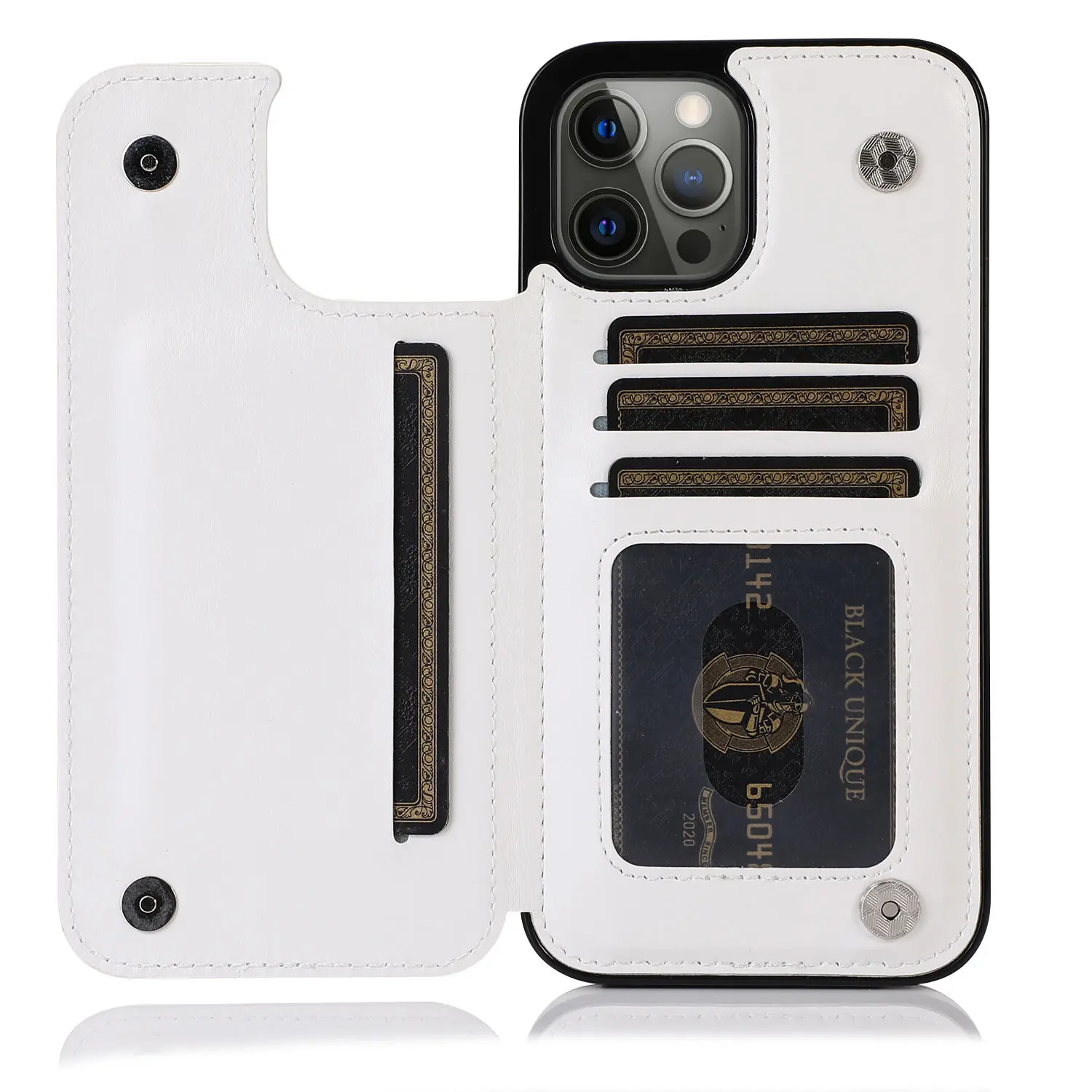 thumbnail image 1 of Luxury PU Leather Wallet Case For iPhone 15 14 13 12 11 Pro Max SE X XR XS Max 8 7 6 6S Plus Kickstand Card Holder Slots Cover, 1 of 5