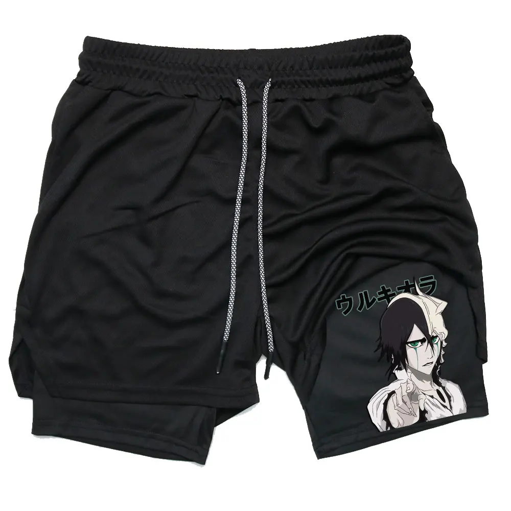 Anime Bleach 2-in-1 Gym Performance Short Mens Athletic Compression Shorts Quick Dry Stretch Workout Fitness Running Sportwear 3