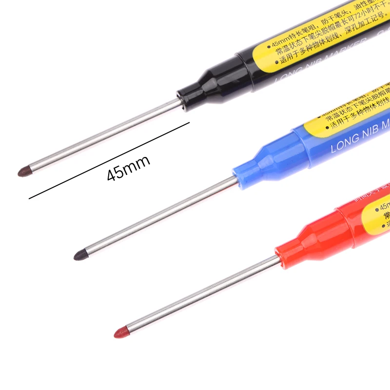 1PC 45mm Deep Hole Long Nib Head Markers Deep Drill Hole Long Nib Scriber Multifunction Mechanical Carpentry Colorful Marker Pen deep hole scriber