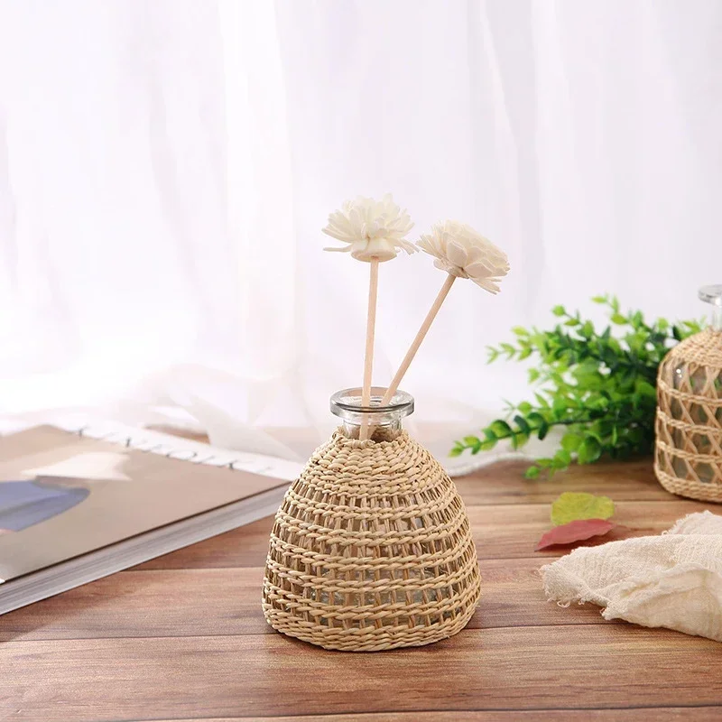 Glasses Rattan Vases,Flower Nordic Style Modern Decorative Vases Desktop Decor Vase for Home Living Room Decor Room Decoration 4