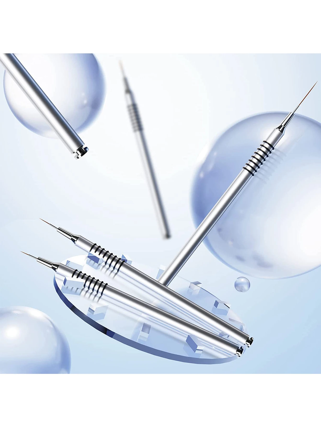 6Pcs Nail Art Liner Brushes Set-Silver