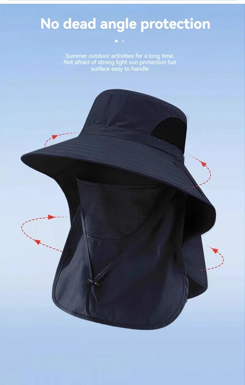 Description Picture 6 of itemOutdoor Travel Sun Hats Fishing Sun Protection Hats Wide-brimmed Sun Hats Fisherman Hats Men's Summer Uv Protection
