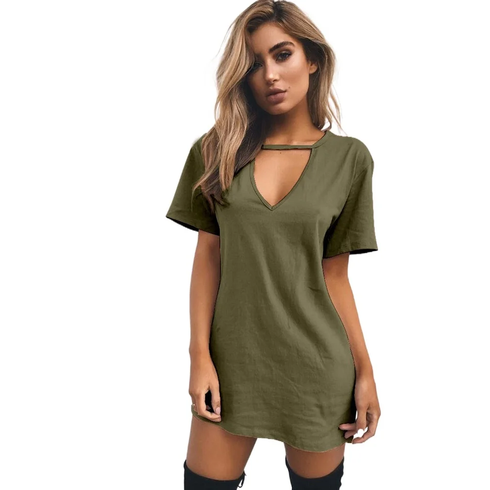

New summer women's V-neck open out dress
