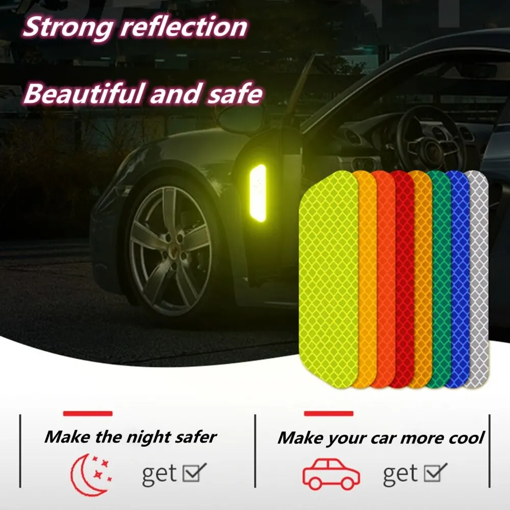Car Door Sticker Safety Opening Warning Reflector Tape Decal Auto Car Accessories Exterior Interior Reflector Sticker 4 PCs reflective stickers