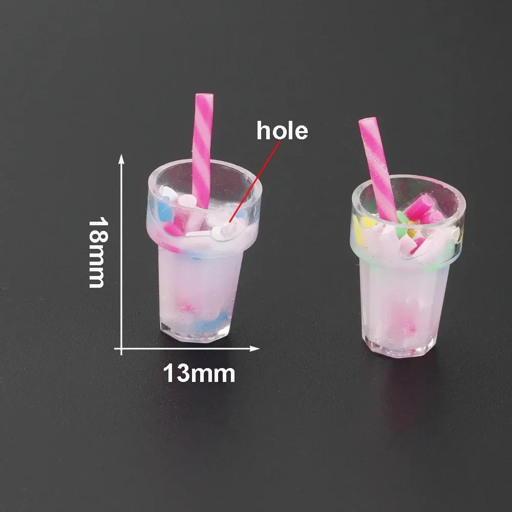 10개 레진 펄 밀크티 참 버블티 과일 주스 컵 병 펜던트 참 DIY 쥬얼리 키체인 제작 액세서리