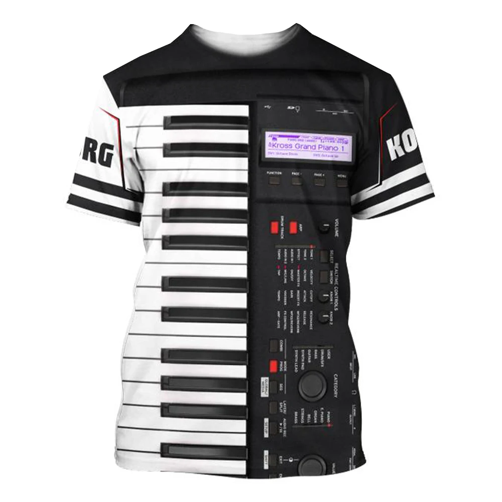 

2023 Harajuku Piano Music 3D Printed T-shirt Men Women Hip Hop Fashion Casual Short Sleeve T Shirt Streetwear Oversized Tops