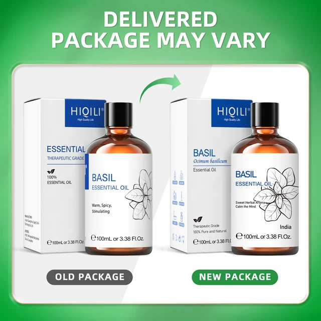 HIQILI 100ML Basil Essential Oils,100% Pure Nature for Aromatherapy, Diffuser, Humidifier, Massage, Energy, Improvement sleep - Image 2