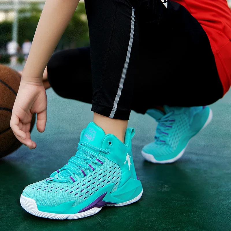Boys Brand Mesh Basketball Shoes Kids Sneakers Thick Sole Non-slip Children Sports Shoes Child Boy Basket Trainer Girls kids shoes red sneakers