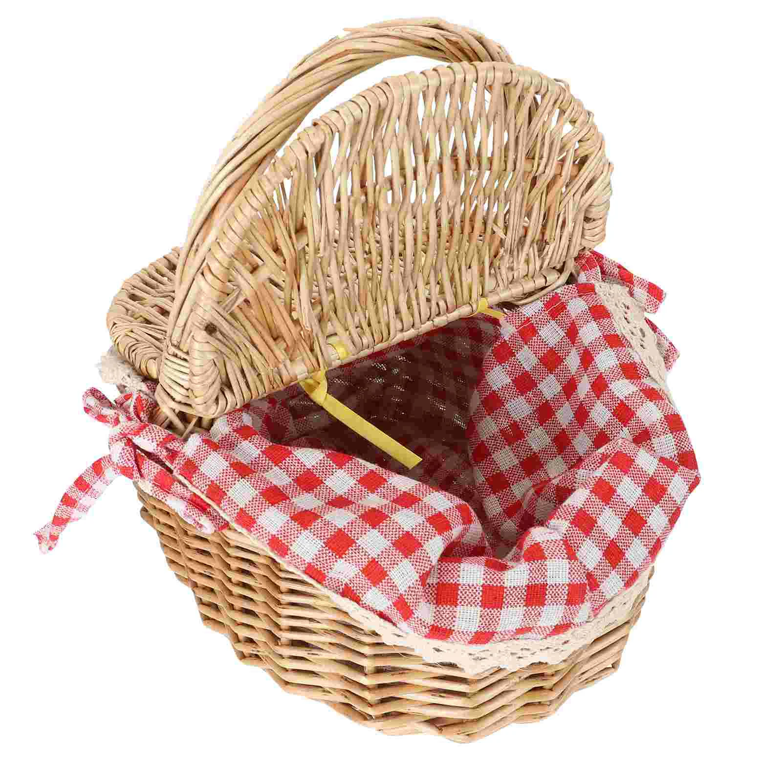 

Basket Storage Wicker Woven Picnic Flower Willow Baskets With For Bread Fruit Handles Handheld Flowers Kitchen Vegetable Easter