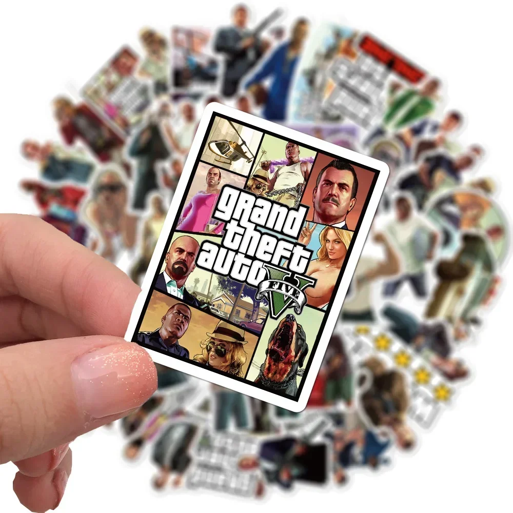 Decorative Stickers 50Pcs Game GTA for Laptop Skateboard Guitar Phone Luggage Car Vinyl DIY Decals
