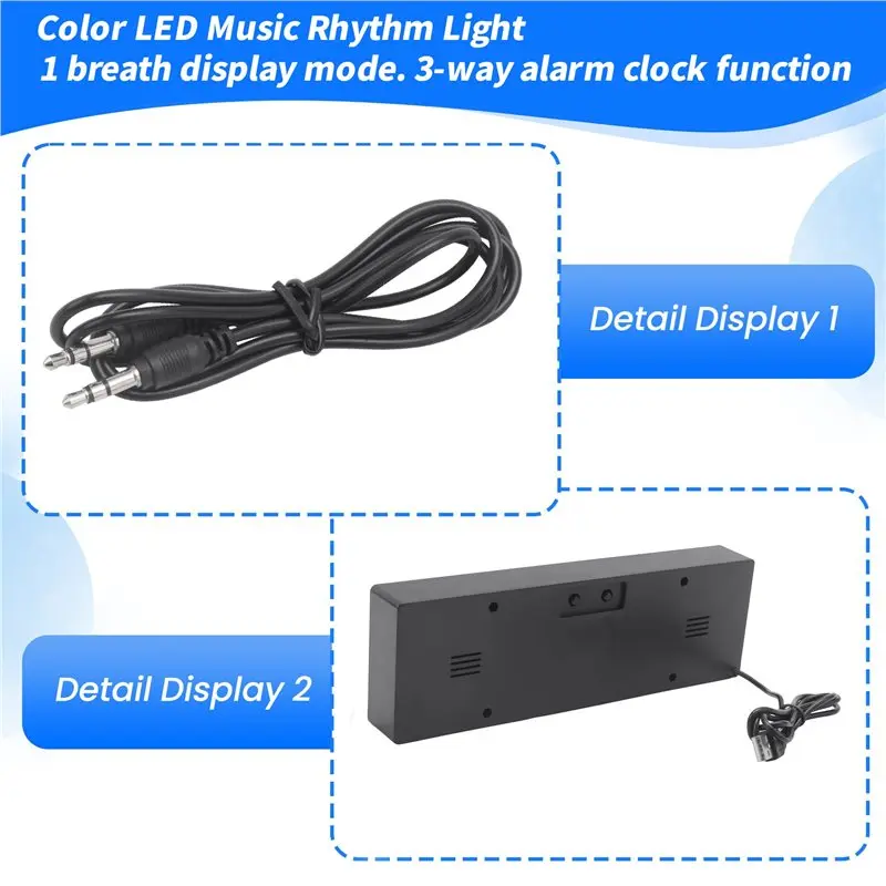 Q2-컬러 LED 음악 스펙트럼 전자시계 리듬 조명 1624RGB 폴라 분위기 램프(음성+유선 제어)
