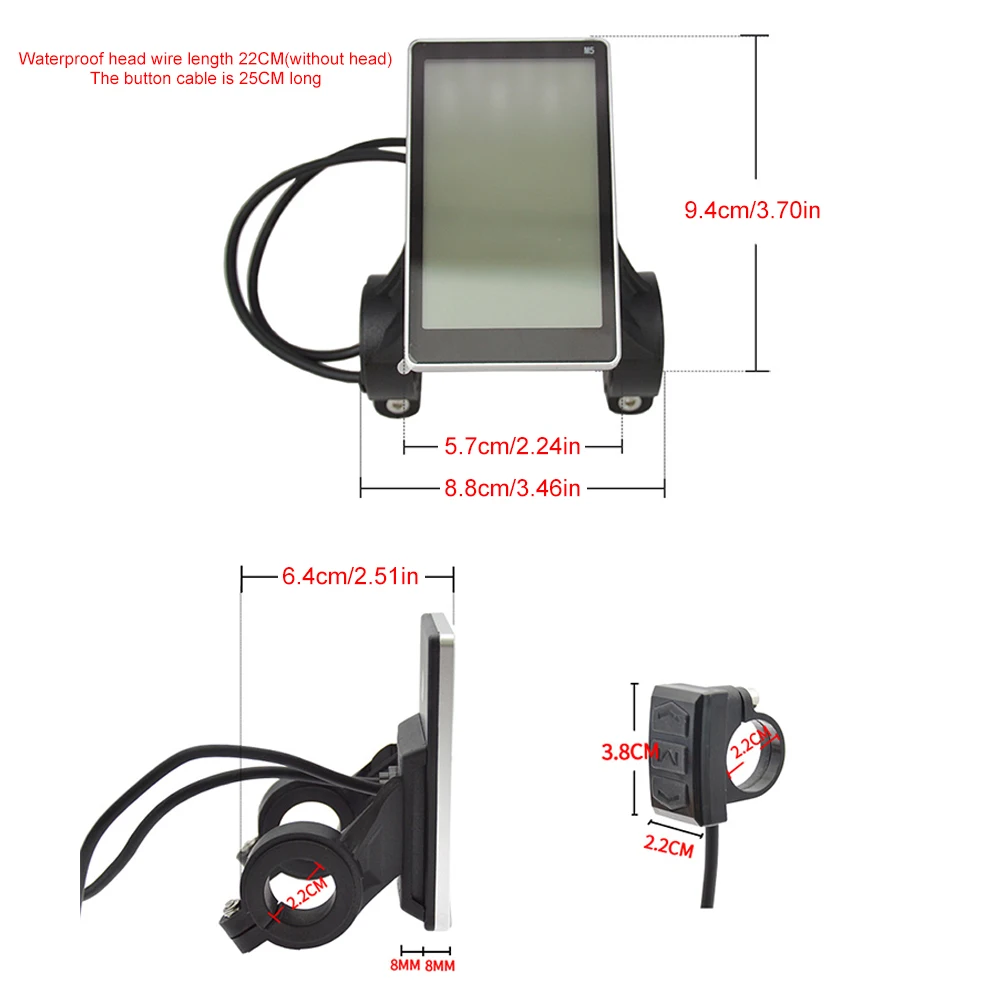 Waterproof ABS Electric Bike LCD Display Screen for Mountain E Scooters