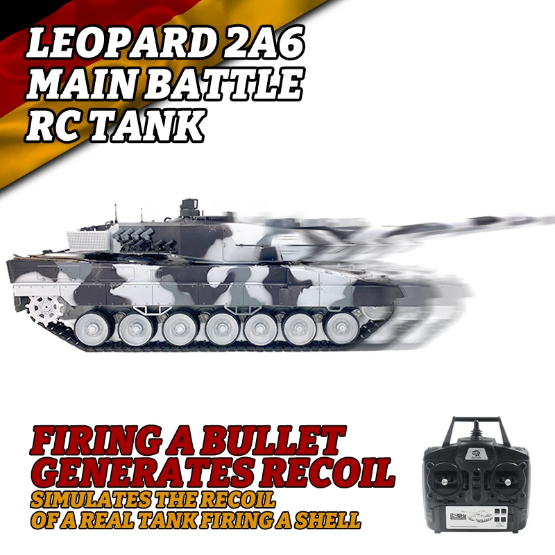 COOLBANK Henglong 3889-1 1/16 Scale German Leopard 2A6 Military Tank Model Battle RC Tank 2.4Ghz RC Tanks Hobby Gifts Customize 3