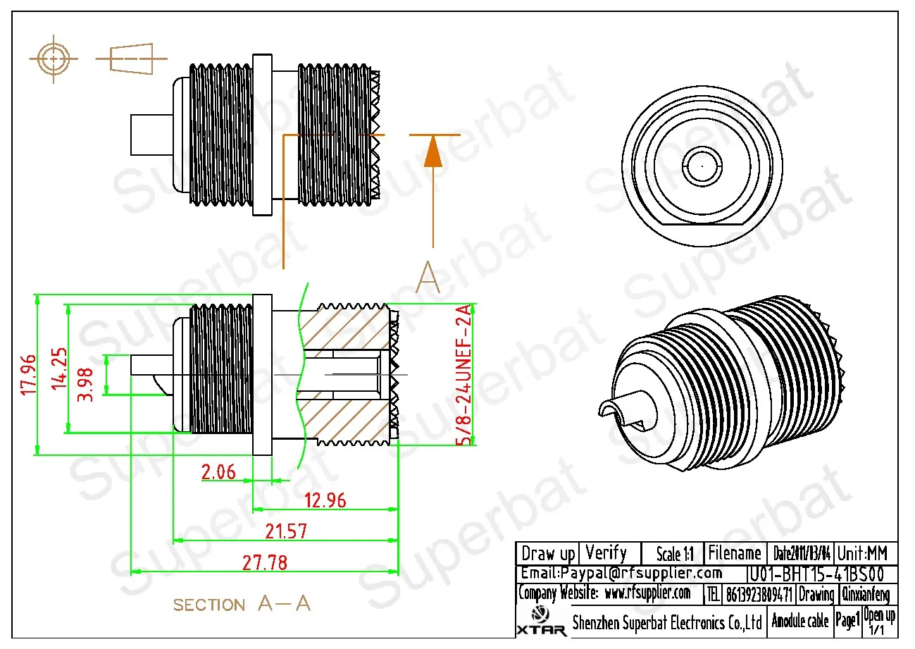 UHF Female RF Coaxial Connectors for RG174 RG316 LMR100 Cables