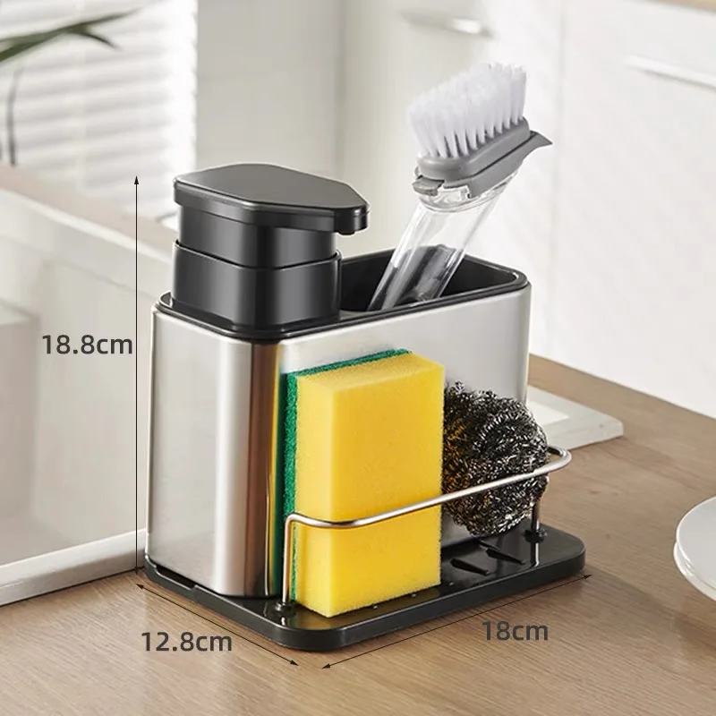 

Три в одном кухонная бытовая мойка и дренажная полка для хранения из нержавеющей стали, щетка для хранения и дренаж